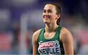 7 March 2021; Ciara Neville of Ireland after finishing fourth in her heat of the Women's 60m during the first session on day three of the European Indoor Athletics Championships at Arena Torun in Torun, Poland. Photo by Sam Barnes/Sportsfile