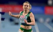 7 March 2021; Molly Scott of Ireland crosses the line to finish seventh in her heat of the Women's 60m during the first session on day three of the European Indoor Athletics Championships at Arena Torun in Torun, Poland. Photo by Sam Barnes/Sportsfile