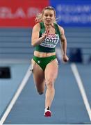 7 March 2021; Molly Scott of Ireland on her way to finishing seventh in her heat of the Women's 60m during the first session on day three of the European Indoor Athletics Championships at Arena Torun in Torun, Poland. Photo by Sam Barnes/Sportsfile