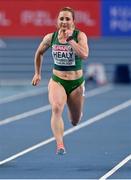 7 March 2021; Joan Healy of Ireland competes in the Women's 60m heats during the first session on day three of the European Indoor Athletics Championships at Arena Torun in Torun, Poland. Photo by Sam Barnes/Sportsfile