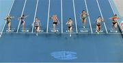 7 March 2021; Jennifer Montag of Germany wins her heat of the Women's 60m from Molly Scott of Ireland, Irene Siragusa of Italy, Lotta Kemppinen of Finland, Astrid Glenner-Frandsen of Denmark, Anasztázia Ngyuen of Hungary, Rani Rosius of Belgium and Riccarda Dietsche of Switerland during the first session on day three of the European Indoor Athletics Championships at Arena Torun in Torun, Poland. Photo by Sam Barnes/Sportsfile