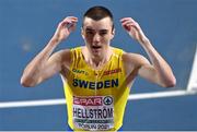 7 March 2021; Jesper Hellström of Sweden reacts to a foul jummp in the Men's Triple Jump Final during the first session on day three of the European Indoor Athletics Championships at Arena Torun in Torun, Poland. Photo by Sam Barnes/Sportsfile