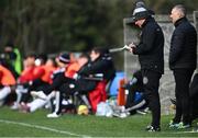 6 March 2021; Bohemians manager Keith Long makes notes during the Pre-Season Friendly match between Bohemians and Derry City at the AUL Complex in Clonshaugh, Dublin. Photo by Piaras Ó Mídheach/Sportsfile