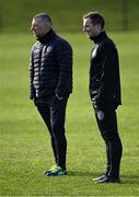 6 March 2021; Bohemians first team player development coach Derek Pender, right, and assistant manager Trevor Croly before the Pre-Season Friendly match between Bohemians and Derry City at the AUL Complex in Clonshaugh, Dublin. Photo by Piaras Ó Mídheach/Sportsfile