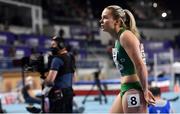 7 March 2021; Molly Scott of Ireland after finishing seventh in her heat of the Women's 60m during the first session on day three of the European Indoor Athletics Championships at Arena Torun in Torun, Poland. Photo by Sam Barnes/Sportsfile