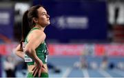 7 March 2021; Ciara Neville of Ireland after finishing seventh in her semi-final of the Women's 60m during the first session on day three of the European Indoor Athletics Championships at Arena Torun in Torun, Poland. Photo by Sam Barnes/Sportsfile