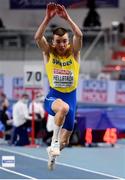 7 March 2021; Jesper Hellström of Sweden competes in the Men's Triple Jump Final during the first session on day three of the European Indoor Athletics Championships at Arena Torun in Torun, Poland. Photo by Sam Barnes/Sportsfile