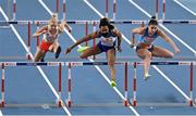 7 March 2021; Tiffany Porter of Great Britain, centre, leads Karoline Koleczek of Poland and Nooralotta Neziri of Finland in her semi-final of the Women's 60m Hurdles during the first session on day three of the European Indoor Athletics Championships at Arena Torun in Torun, Poland. Photo by Sam Barnes/Sportsfile