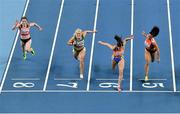 7 March 2021; Markéta Štolová of Czech Republic, Sarah Lavin of Ireland, Zoë Sedney of Netherlands and Ditaji Kambundji of Switzerland in their semi-final of the Women's 60m Hurdles during the first session on day three of the European Indoor Athletics Championships at Arena Torun in Torun, Poland. Photo by Sam Barnes/Sportsfile