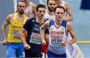 7 March 2021; Jamie Webb of Great Britain leads the field in the Men's 800m Final during the second session on day three of the European Indoor Athletics Championships at Arena Torun in Torun, Poland. Photo by Sam Barnes/Sportsfile