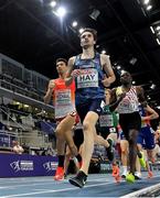 7 March 2021; Hugo Hay of France competes in the Men's 3000m Final during the second session on day three of the European Indoor Athletics Championships at Arena Torun in Torun, Poland. Photo by Sam Barnes/Sportsfile
