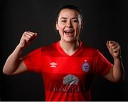 5 March 2021; Emily Whelan during a Shelbourne portrait session ahead of the 2021 SSE Airtricity Women's National League season at Tolka Park in Dublin. Photo by Stephen McCarthy/Sportsfile
