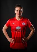 5 March 2021; Chloe Mustaki during a Shelbourne portrait session ahead of the 2021 SSE Airtricity Women's National League season at Tolka Park in Dublin. Photo by Stephen McCarthy/Sportsfile