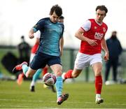 6 March 2021; John Kavanagh of Cobh Ramblers in action against Matty Smith of St Patrick’s Athletic during the Pre-Season Friendly match between St Patrick’s Athletic and Cobh Ramblers at the FAI National Training Centre in Abbotstown, Dublin. Photo by Matt Browne/Sportsfile