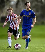 6 March 2021; Liam Burt of Bohemians in action against Marc Walsh of Derry City during the Pre-Season Friendly match between Bohemians and Derry City at the AUL Complex in Clonshaugh, Dublin. Photo by Piaras Ó Mídheach/Sportsfile