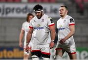 6 March 2021; Marcell Coetzee, left, and Jacob Stockdale of Ulster during the Guinness PRO14 match between Ulster and Leinster at Kingspan Stadium in Belfast. Photo by Ramsey Cardy/Sportsfile