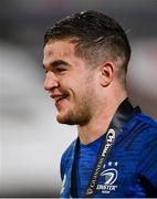 6 March 2021; Guinness Player of the Match Scott Penny of Leinster is interviewed following the Guinness PRO14 match between Ulster and Leinster at Kingspan Stadium in Belfast. Photo by Ramsey Cardy/Sportsfile