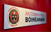 11 March 2021; Bohemian FC have today announced the signing of an 18-year lease at the Dublin City University training facilities in Glasnevin. Pictured is a detailed view of the Bohemian FC crest at DCU Sport Centre in Glasnevin, Dublin. Photo by Seb Daly/Sportsfile
