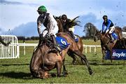 11 March 2021; Jockey Shane Fitzgerald falls from Fort William during the Leugh Beginners Steeplechase at Thurles Racecourse in Tipperary. Photo by David Fitzgerald/Sportsfile