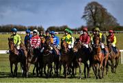 11 March 2021; Runners and riders prior to the Leugh Beginners Steeplechase at Thurles Racecourse in Tipperary. Photo by David Fitzgerald/Sportsfile