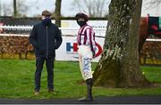 12 March 2021; Jockey Rachael Blackmore and trainer Noel de Bromhead prior to the Irish Machinery Auction Beginners steeplechase at Gowran Park in Kilkenny. Photo by David Fitzgerald/Sportsfile