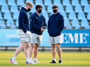 12 March 2021; Jamie Osborne, Thomas Clarkson and Max O’Reilly of Leinster ahead of the Guinness PRO14 match between Zebre and Leinster at Stadio Sergio Lanfranchi in Parma, Italy. Photo by Roberto Bregani/Sportsfile