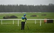 12 March 2021; A steward tends to the soft ground at Gowran Park in Kilkenny. Photo by David Fitzgerald/Sportsfile