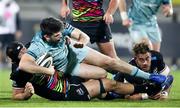 12 March 2021; Harry Byrne of Leinster is tackled by Gabriele Di Giulio and Potu Junior Leavasa of Zebre during the Guinness PRO14 match between Zebre and Leinster at Stadio Sergio Lanfranchi in Parma, Italy. Photo by Roberto Bregani/Sportsfile