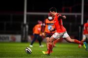 12 March 2021; Joey Carbery of Munster kicks a penalty during the Guinness PRO14 match between Munster and Scarlets at Thomond Park in Limerick. Photo by Matt Browne/Sportsfile