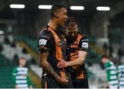 12 March 2021; Sonni Nattestad of Dundalk celebrates after scoring his side's first goal with team-mate David McMillan, right, during the FAI President's Cup Final match between Shamrock Rovers and Dundalk at Tallaght Stadium in Dublin. Photo by Stephen McCarthy/Sportsfile