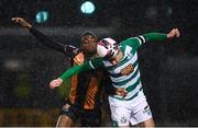 12 March 2021; Junior Ogedi-Uzokwe of Dundalk in action against Ronan Finn of Shamrock Rovers during the FAI President's Cup Final match between Shamrock Rovers and Dundalk at Tallaght Stadium in Dublin. Photo by Stephen McCarthy/Sportsfile