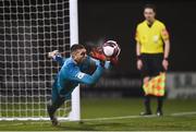 12 March 2021; Dundalk goalkeeper Alessio Abibi saves a penalty during the FAI President's Cup Final match between Shamrock Rovers and Dundalk at Tallaght Stadium in Dublin. Photo by Harry Murphy/Sportsfile