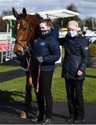 13 March 2021; Trainer Denise Foster, right, and handler Sinéad O'Brien after sending out Coqolino to win the Navan Members Maiden Hurdle (Div 1) at Navan Racecourse in Meath. Photo by Harry Murphy/Sportsfile