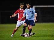 12 March 2021; Ryan Brennan of Shelbourne in action against Greg Bolger of Sligo Rovers during a pre-season friendly match between Sligo Rovers and Shelbourne at FAI National Training Centre in Abbotstown, Dublin. Photo by Piaras Ó Mídheach/Sportsfile
