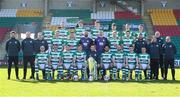 13 March 2021; The Shamrock Rovers squad and staff, back row, from left, Danny Mandroiu, Sean Hoare, Sean Gannon, Darragh Nugent, Dylan Watts, Sean Kavanagh and Max Murphy, middle row, Shamrock Rovers sporting director Stephen McPhail, coach Glenn Cronin, kitman Malcolm Slattery, Liam Scales, Aaron Greene, Alan Mannus, Leon Pohls, Rory Gaffney, Neil Farrugia, strength & conditioning coach Darren Dillon, John Cregan, physiotherapist Tony McCarthy, goalkeeping coach Jose Ferrer, with, front row, Joey O'Brien, Graham Burke, Lee Grace, Ronan Finn, manager Stephen Bradley, Roberto Lopes, Chris McCann, Gary O'Neill and Dean Williams ahead of the 2021 SSE Airtricity League Premier Division season at Tallaght Stadium in Dublin. Photo by Stephen McCarthy/Sportsfile