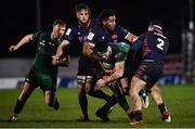 13 March 2021; Tom Daly of Connacht is tackled by Mike Willemse, right, and Bill Mata of Edinburgh during the Guinness PRO14 match between Connacht and Edinburgh at The Sportsground in Galway. Photo by David Fitzgerald/Sportsfile