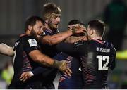 13 March 2021; Edinburgh players celebrate after Nathan Chamberlain kicked their winning conversion following the Guinness PRO14 match between Connacht and Edinburgh at The Sportsground in Galway. Photo by David Fitzgerald/Sportsfile