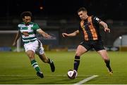 12 March 2021; Patrick McEleney of Dundalk in action against Roberto Lopes of Shamrock Rovers during the FAI President's Cup Final match between Shamrock Rovers and Dundalk at Tallaght Stadium in Dublin. Photo by Stephen McCarthy/Sportsfile