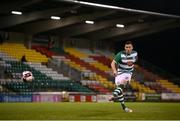 12 March 2021; Aaron Greene of Shamrock Rovers takes a penalty in the shoot-out during the FAI President's Cup Final match between Shamrock Rovers and Dundalk at Tallaght Stadium in Dublin. Photo by Stephen McCarthy/Sportsfile