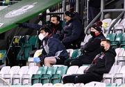 12 March 2021; Dundalk coach Filippo Giovagnoli speaks with Dundalk coach Giuseppi Rossi in the stand during the FAI President's Cup Final match between Shamrock Rovers and Dundalk at Tallaght Stadium in Dublin. Photo by Harry Murphy/Sportsfile