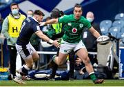 14 March 2021; James Lowe of Ireland is tackled by Ali Price of Scotland during the Guinness Six Nations Rugby Championship match between Scotland and Ireland at BT Murrayfield Stadium in Edinburgh, Scotland. Photo by Paul Devlin/Sportsfile