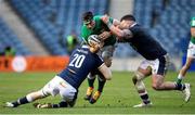 14 March 2021; Ronan Kelleher of Ireland is tackled by Nick Haining and Rory Sutherland of Scotland during the Guinness Six Nations Rugby Championship match between Scotland and Ireland at BT Murrayfield Stadium in Edinburgh, Scotland. Photo by Paul Devlin/Sportsfile