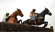 14 March 2021; Hardwired, left, with Sean O'Keeffe up, and Deburrafield, with Eoin Walsh up, during the Bar One Racing Beginners Steeplechase at Naas Racecourse in Kildare. Photo by Seb Daly/Sportsfile