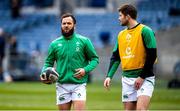 14 March 2021; Jamison Gibson-Park, left, and Ross Byrne of Ireland prior to the Guinness Six Nations Rugby Championship match between Scotland and Ireland at BT Murrayfield Stadium in Edinburgh, Scotland. Photo by Paul Devlin/Sportsfile