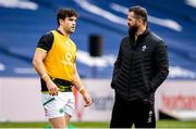 14 March 2021; Conor Murray of Ireland, left, with head coach Andy Farrell prior to the Guinness Six Nations Rugby Championship match between Scotland and Ireland at BT Murrayfield Stadium in Edinburgh, Scotland. Photo by Paul Devlin/Sportsfile