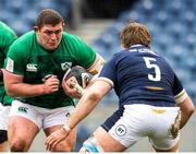 14 March 2021; Tadhg Furlong of Ireland in action against  Jonny Gray of Scotland during the Guinness Six Nations Rugby Championship match between Scotland and Ireland at BT Murrayfield Stadium in Edinburgh, Scotland. Photo by Paul Devlin/Sportsfile