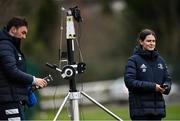 15 March 2021; Performance analyst Juliett Fortune, right, and Senior performance analyst Brian Colclough during Leinster Rugby Squad Training at UCD in Dublin. Photo by Ramsey Cardy/Sportsfile