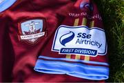 7 March 2021; A detailed view of the SSE Airtricity League First Division logo and Galway United crest ahead of the start of the 2021 SSE Airtricity League First Division at the FAI National Training Centre in Abbotstown, Dublin. Photo by Ramsey Cardy/Sportsfile