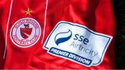 7 March 2021; A detailed view of the SSE Airtricity League Premier Division logo and Sligo Rovers crest ahead of the start of the 2021 SSE Airtricity League Premier Division at the FAI National Training Centre in Abbotstown, Dublin. Photo by Ramsey Cardy/Sportsfile