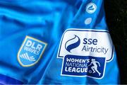 7 March 2021; A detailed view of the SSE Airtricity Women's National League logo and DLR Waves crest ahead of the start of the 2021 SSE Airtricity Women's National League at the FAI National Training Centre in Abbotstown, Dublin. Photo by Ramsey Cardy/Sportsfile